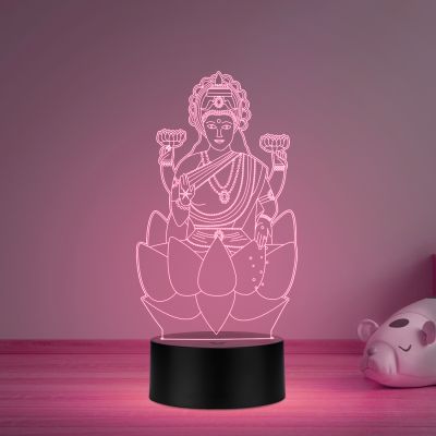 3D Illusion Laxmi Maa Night lamp Multicolor Led Light and is operated with a remote Home Decoration